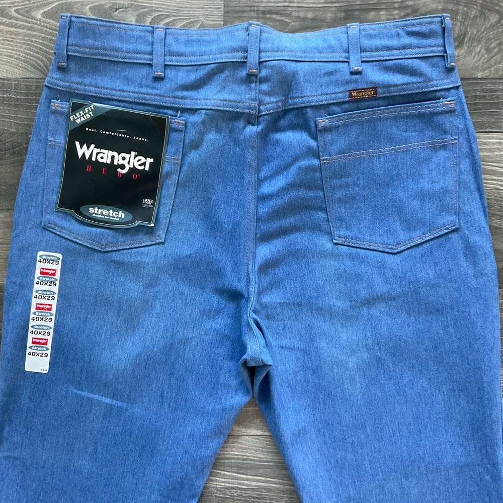 40x29 NWT VTG Wrangler Hero Stretch Flex Fit Jeans Mens Blue 85498LB MADE IN USA